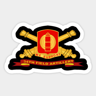 34th Field Artillery w Br - Ribbon Sticker